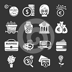 Business icons set grey vector
