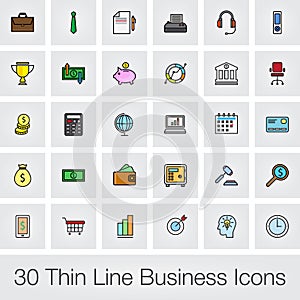 Business icons set. Illustration on white background for graphic and web design.