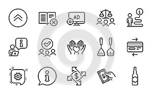 Business icons set. Included icon as Beer bottle, Approved group, Seo adblock. Vector