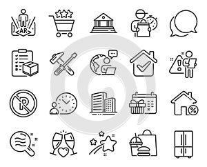 Business icons set. Included icon as Chat message, Christmas calendar, Time management signs. Vector