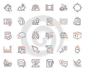 Business icons set. Included icon as Cloud system, Efficacy and Mouse cursor web elements. For website app. Vector