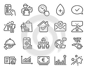 Business icons set. Included icon as Graph, Engineering documentation, Seo phone signs. Vector