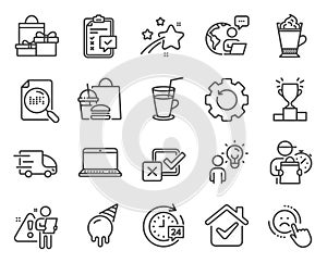 Business icons set. Included icon as Group people, Search file, Shopping signs. Vector