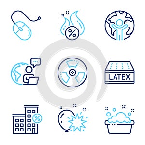 Business icons set. Included icon as Hot loan, Computer mouse, Hand washing signs. Vector