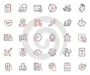 Business icons set. Included icon as Map, Video conference and Click web elements. For website app. Vector