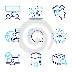 Business icons set. Included icon as Meeting, Online access, Fireworks signs. Vector