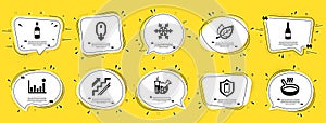 Business icons set. Included icon as Scroll down, Frying pan, Efficacy signs. Vector
