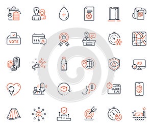 Business icons set. Included icon as Seo adblock, Security agency and Ice cream web elements. For website app. Vector