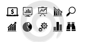Business icons set. Icons for business, management, finance, strategy, marketing. photo