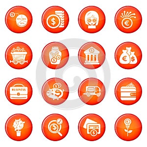 Business icons set red vector