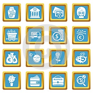 Business icons set sapphirine square vector