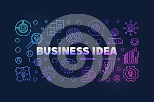 Business Idea colorful outline banner on dark background