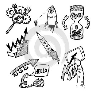 Business Idea concept doodles icons set sketch