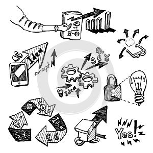 Business Idea concept doodles icons set sketch