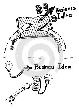 Business Idea concept doodles icons set sketch