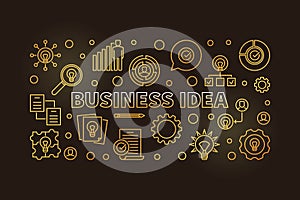 Business Idea concept golden outline illustration or banner