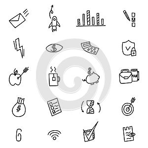 Business Idea doodles icons set. Vector illustration