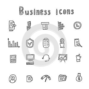 Business Idea hand drawn doodles icons set. Vector illustration.