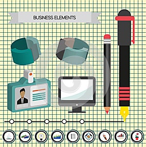 Business idea infographic with icons, persons and 3d charts, flat design