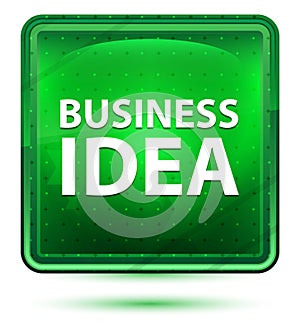 Business Idea Neon Light Green Square Button