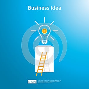 business idea with light bulb and dollar coin growing plant element object. Financial innovation solution concept or investment