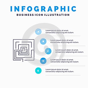 Business, Idea, Marketing, Pertinent, Puzzle Line icon with 5 steps presentation infographics Background