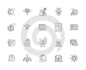 Business idea outline icons collection. Entrepreneurial, Innovation, Investment, Strategy, Resourceful, Starting, Profit