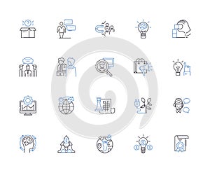 Business idea outline icons collection. Entrepreneurial, Innovation, Investment, Strategy, Resourceful, Starting, Profit