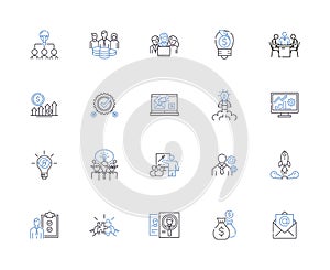 Business idea outline icons collection. Entrepreneurial, Innovation, Investment, Strategy, Resourceful, Starting, Profit