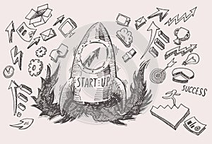 Business Idea start up concept doodles icons set