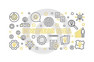 Business Idea vector banner or illustration in outline style