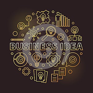 Business idea vector outline circular golden illustration