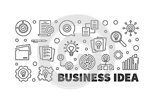 Business Idea vector outline illustration or banner