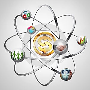 Business idea - work creative concept - atom with electrons photo