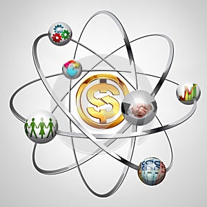 Business idea - work creative concept - atom with electrons