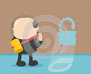 Business illustration concept Destroys the Wall for Success