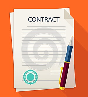 Business illustration contract with pen.