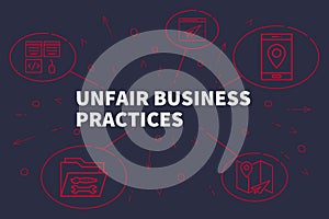 Business illustration showing the concept of unfair business practices