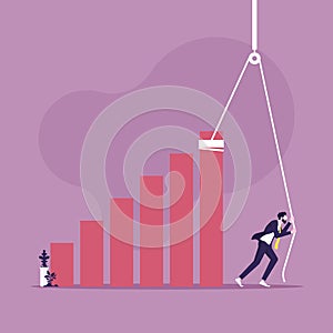 Business improvement vector concept-Businessman pull up the business graph