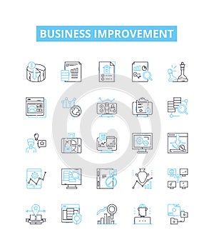 Business improvement vector line icons set. Optimization, Performance, Efficiency, Expansion, Streamlining, Automation