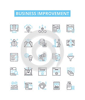 Business improvement vector line icons set. Optimization, Performance, Efficiency, Expansion, Streamlining, Automation photo
