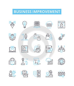 Business improvement vector line icons set. Optimization, Performance, Efficiency, Expansion, Streamlining, Automation photo
