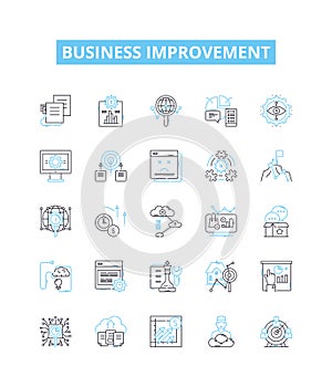 Business improvement vector line icons set. Optimization, Performance, Efficiency, Expansion, Streamlining, Automation photo