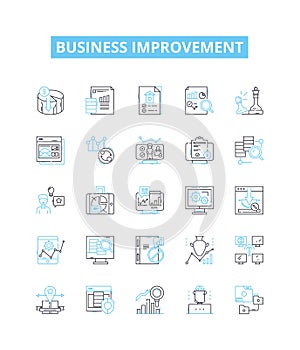 Business improvement vector line icons set. Optimization, Performance, Efficiency, Expansion, Streamlining, Automation photo