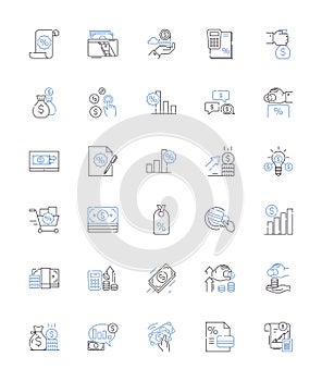 Business income line icons collection. Profits, Revenue, Earnings, Sales, Turnover, Income, Gain vector and linear