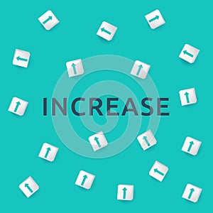 business increase concept with arrow up symbol on messy block. Growth step with vector illustration for success process, rise