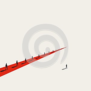 Business individual, vector concept. Symbol of unique, different way and success. Minimal illustration
