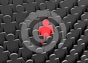 Business and individuality concepts illustration. Standing out in a crowd