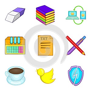 Business of industry icons set, cartoon style