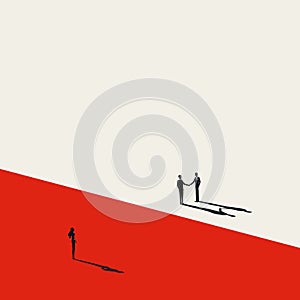 Business inequality in career opportunities vector concept. Symbol of discrimination, unfairness. Minimal illustration.